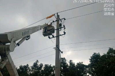 對10千伏法高線安電支線12號桿進(jìn)行帶電解開支線三相引線作業(yè)